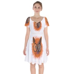 Cat Smart Design Pet Cute Animal Short Sleeve Bardot Dress by Nexatart