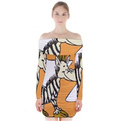 Zebra Animal Alphabet Z Wild Long Sleeve Off Shoulder Dress by Nexatart