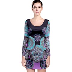 Mandalas Design Long Sleeve Bodycon Dress by GabriellaDavid