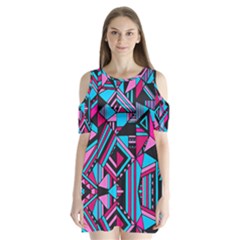 Beautiful Geometric Painting Shoulder Cutout Velvet  One Piece by GabriellaDavid