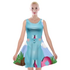 Pig Animal Love Velvet Skater Dress by Nexatart