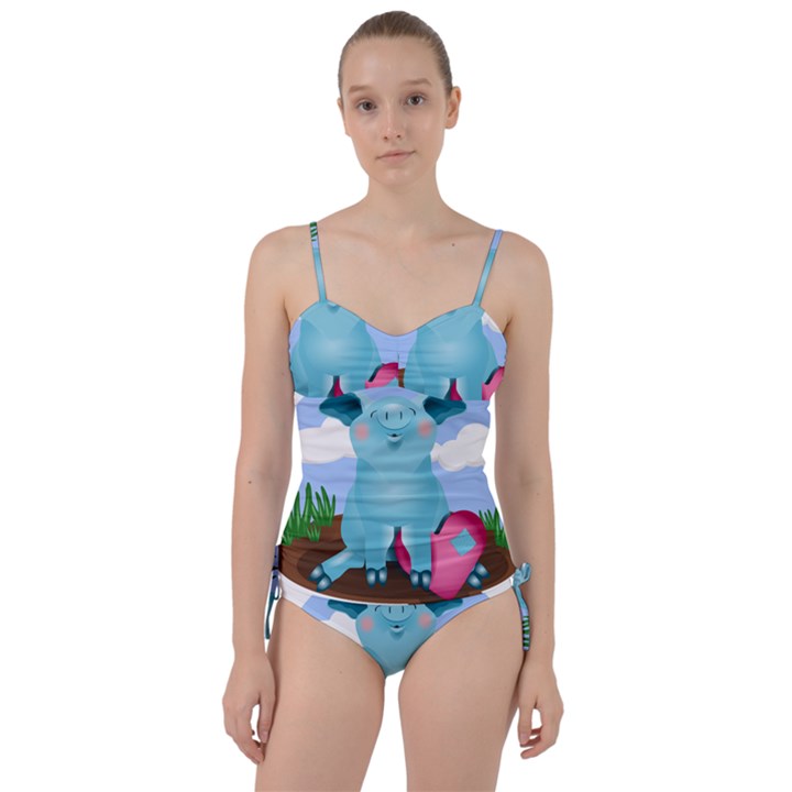 Pig Animal Love Sweetheart Tankini Set