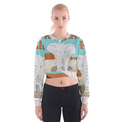 Africa Elephant Animals Animal Cropped Sweatshirt by Nexatart