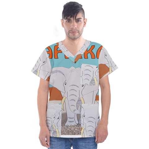 Africa Elephant Animals Animal Men s V-neck Scrub Top by Nexatart