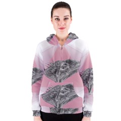 Lizard Hexagon Rosa Mandala Emblem Women s Zipper Hoodie by Nexatart