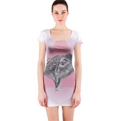 Lizard Hexagon Rosa Mandala Emblem Short Sleeve Bodycon Dress by Nexatart