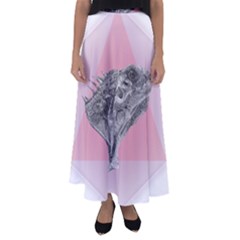 Lizard Hexagon Rosa Mandala Emblem Flared Maxi Skirt by Nexatart