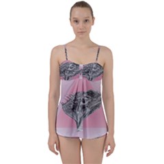 Lizard Hexagon Rosa Mandala Emblem Babydoll Tankini Set by Nexatart