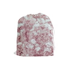 Pink Colored Flowers Drawstring Pouches (large)  by dflcprints