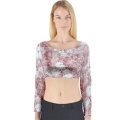 Pink Colored Flowers Long Sleeve Crop Top by dflcprints