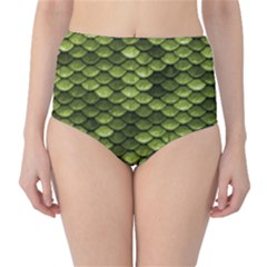 Green Mermaid Scales   High-waist Bikini Bottoms by paulaoliveiradesign