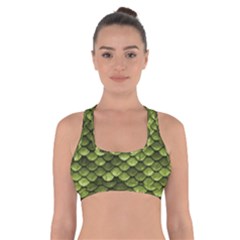 Green Mermaid Scales   Cross Back Sports Bra