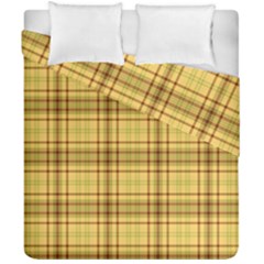 Plaid Yellow Fabric Texture Pattern Duvet Cover Double Side (california King Size) by paulaoliveiradesign