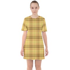 Plaid Yellow Fabric Texture Pattern Mini Dress