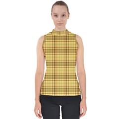 Plaid Yellow Fabric Texture Pattern Shell Top by paulaoliveiradesign