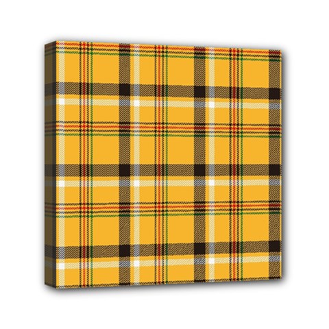 Yellow Fabric Plaided Texture Pattern Mini Canvas 6  X 6  by paulaoliveiradesign