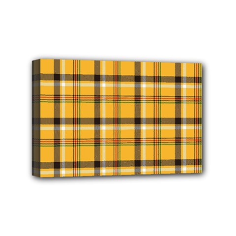 Yellow Fabric Plaided Texture Pattern Mini Canvas 6  X 4  by paulaoliveiradesign