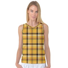 Yellow Fabric Plaided Texture Pattern Women s Basketball Tank Top by paulaoliveiradesign