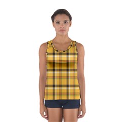 Yellow Fabric Plaided Texture Pattern Sport Tank Top  by paulaoliveiradesign