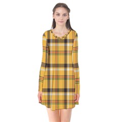 Yellow Fabric Plaided Texture Pattern Flare Dress by paulaoliveiradesign