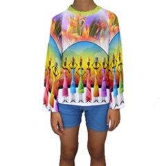 African American Women Kids  Long Sleeve Swimwear