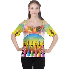 African American Women Cutout Shoulder Tee