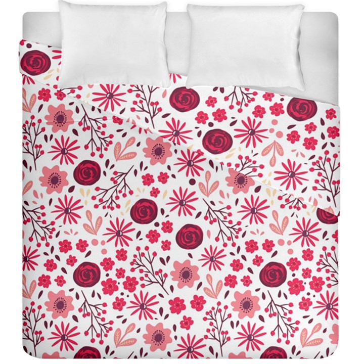 Red floral seamless pattern Duvet Cover Double Side (King Size)