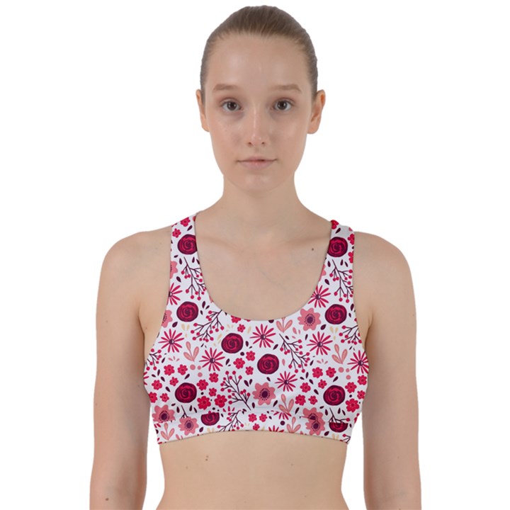 Red floral seamless pattern Back Weave Sports Bra