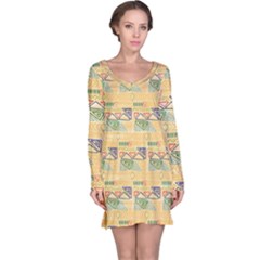 Hand Drawn Ethinc Pattern Background Long Sleeve Nightdress