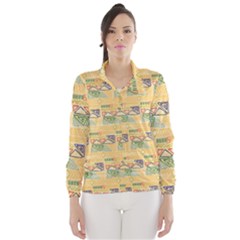 Hand Drawn Ethinc Pattern Background Wind Breaker (women)