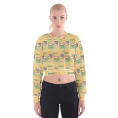 Hand Drawn Ethinc Pattern Background Cropped Sweatshirt