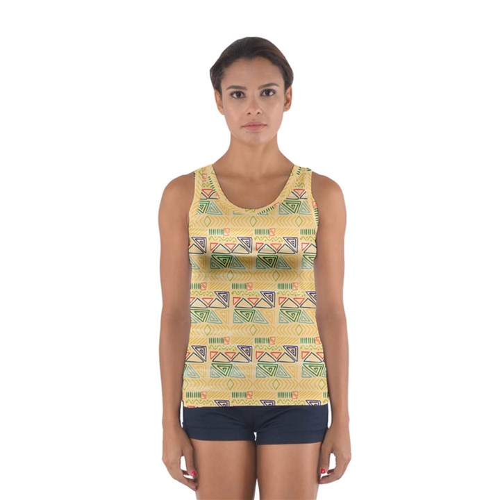 Hand drawn ethinc pattern background Sport Tank Top 