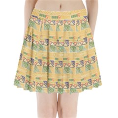 Hand Drawn Ethinc Pattern Background Pleated Mini Skirt by TastefulDesigns