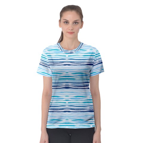 Watercolor Blue Abstract Summer Pattern Women s Sport Mesh Tee by TastefulDesigns