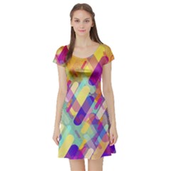 Colorful Abstract Background Short Sleeve Skater Dress