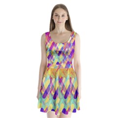 Colorful Abstract Background Split Back Mini Dress 