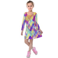 Colorful Abstract Background Kids  Long Sleeve Velvet Dress