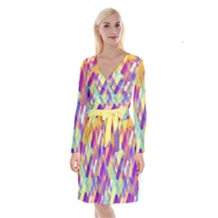 Colorful Abstract Background Long Sleeve Velvet Front Wrap Dress by TastefulDesigns