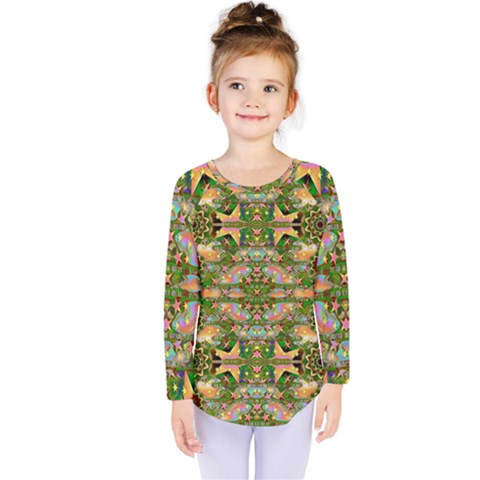 Star Shines On Earth For Peace In Colors Kids  Long Sleeve Tee by pepitasart