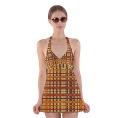 Plaid Pattern Halter Swimsuit Dress by linceazul