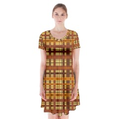 Plaid Pattern Short Sleeve V-neck Flare Dress by linceazul