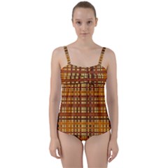 Plaid Pattern Twist Front Tankini Set by linceazul