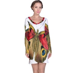 Butterfly Bright Vintage Drawing Long Sleeve Nightdress by Nexatart