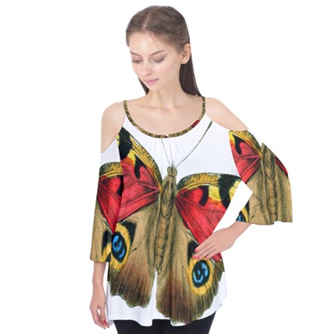 Butterfly Bright Vintage Drawing Flutter Tees by Nexatart