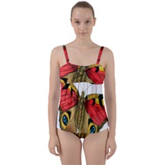 Butterfly Bright Vintage Drawing Twist Front Tankini Set