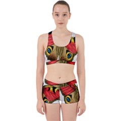 Butterfly Bright Vintage Drawing Work It Out Sports Bra Set