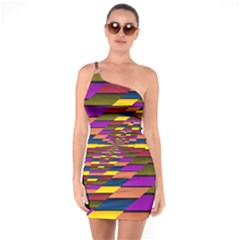 Autumn Check One Soulder Bodycon Dress