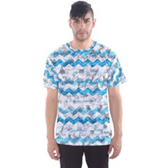 Baby Blue Chevron Grunge Men s Sports Mesh Tee