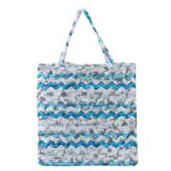 Baby Blue Chevron Grunge Grocery Tote Bag