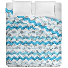 Baby Blue Chevron Grunge Duvet Cover Double Side (california King Size)